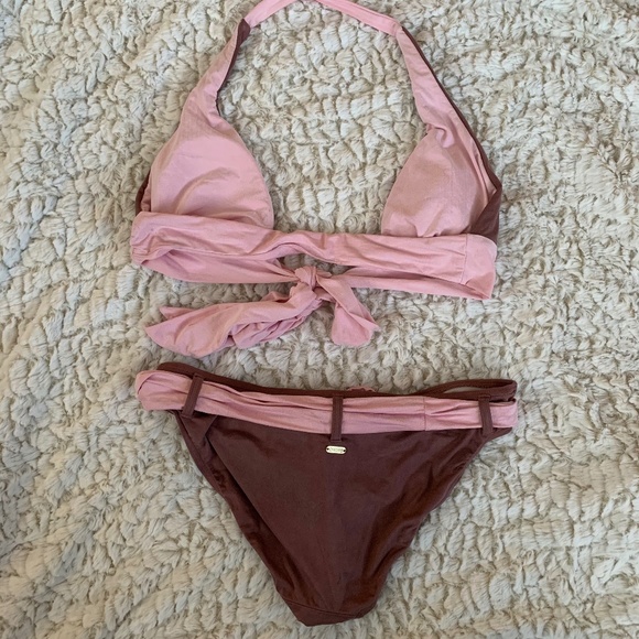XOXO Mauve Faux Suede Bikini set - Picture 4 of 4